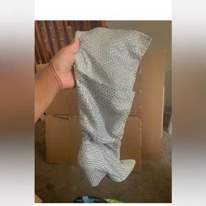 Size 9 worn twice still like new $50 silver rhinestone boots